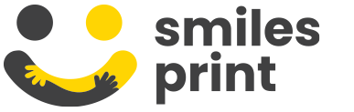 A printing company: SmilesPrint logo with a smiley face in black and yellow colour.